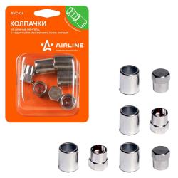 AIRLINE AVC-04 Колпачки на шинный вентиль, с защитными манжетами, 4+4 шт