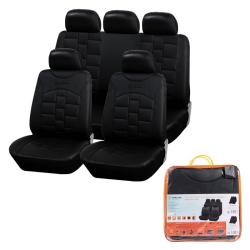 AIRLINE ACS-UEL-04 Чехлы для сидений универсальные "MONARCH", 11 пред, искусст.кожа, черн.