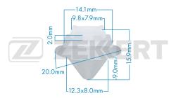 Клипса крепёжная Alfa Romeo Citroen Fiat Lancia Peugeot Renault (миним. кол-во заказа 10 шт) be-2407