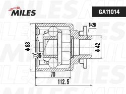 GA11014 ШРУС FORD RANGER 06-12/MAZDA BT-50 06-11 внутр. лев.