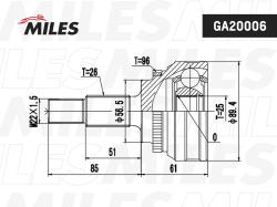 GA20006 ШРУС AUDI 100/200/80 1.8-2.3 77-91 нар.(ABS)