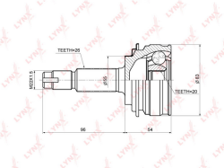 ШРУС TOYOTA YARIS(NSP91/95) 1.3 4WD 05> / 1.5 05> нар. CO-3684