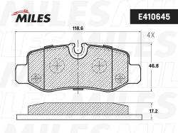 E410645 Колодки тормозные MERCEDES-BENZ VITO (447) 14- задние LowMetallic