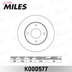K000577 Диск тормозной MITSUBISHI COLT VI 04>/SMART FORFOUR 04> передний