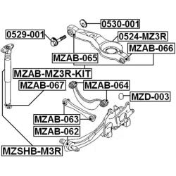 Сайлентблок рычага FORD FOCUS II/C-MAX/MAZDA 3/5 зад.подв. MZAB-066