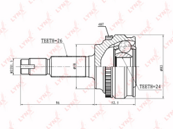 ШРУС TOYOTA COROLLA IX/VERSO E120/PRIUS I-II 1.5-1.8 00-09 нар. CO-7520A