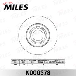 K000378 Диск тормозной SKODA FABIA 1.0-1.9 99-/VW POLO 1.2-1.4 01- передний D 239мм