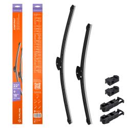 Щетки стеклооч бескаркас универс компл. (2шт.) 550/450мм (22"/18") 3 адптр (AWB-BK-550-450K)