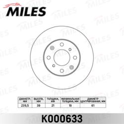 Диск тормозной HONDA JAZZ 1.2-1.4 02-/LOGO 1.3 99-02 передний вент.D 240мм. K000633