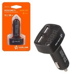 Вольтметр + 2USB 3,1A в прикуриватель 12-24В  (AVM-D-02)