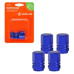 Колпачки на шинный вентиль K-1, синие, металл, 4 шт. (AVC09)