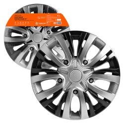 Колпаки колесные 13" "Лион Т ", серебристый/черный, карбон, компл. 2 шт. (AWCC-13-05)