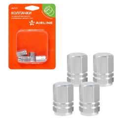 Колпачки на шинный вентиль K-1, серебряные, металл, 4 шт. (AVC07)