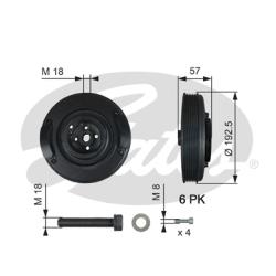 Шкив коленчатого вала VAG/VOLVO 2.4D/2.5D с болтом TVD1033A