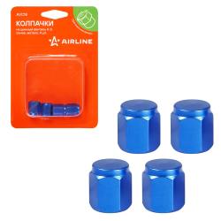Колпачки на шинный вентиль K-3, синие, металл, 4 шт. (AVC18)