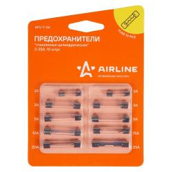 AIRLINE AFU-T-06 Предохранители "стеклянные цилиндрические" в блистере (10 шт. 2-25А)