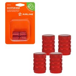 Колпачки на шинный вентиль K-2, красные, металл, 4 шт. (AVC12)