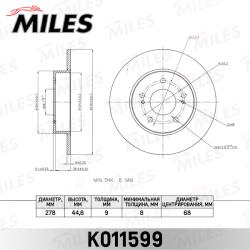K011599 Диск тормозной NISSAN MAXIMA QX 95- задний D 278мм.