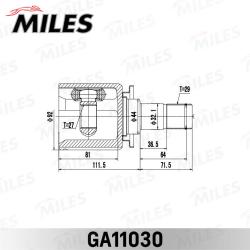 GA11030 ШРУС LAND ROVER DISCOVERY III 2010-2016 внутр. лев.