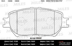 E100227 Колодки тормозные TOYOTA CAMRY (_V30_) 2.4/3.0 01>04 передние SemiMetallic
