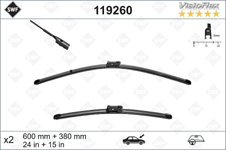 Щётки с/о 600/380мм VISIOFLEX 119 260