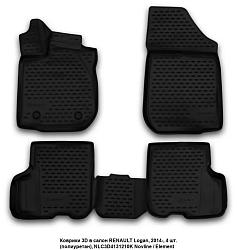 Коврики 3D в салон RENAULT Logan/ Logan MCV, 2014->, 4 шт. (полиуретан) NLC.3D.41.31.210K