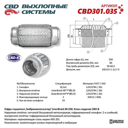 Гофра глушителя 3-сл Innerbraid 60-250. CBD301.035