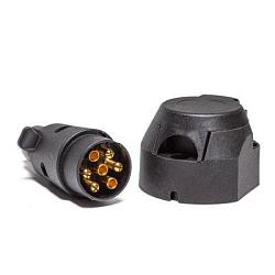 Разъем соединительный КАМАЗ, МАЗ 7-и контактный, вилка+розетка, металл ПС300-01