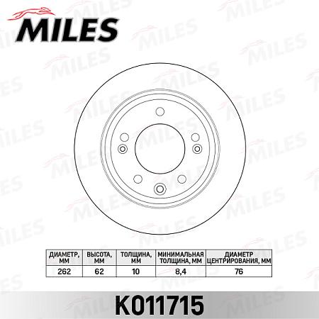 K011715 Диск тормозной HYUNDAI SONATA 09- задний