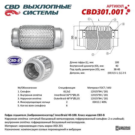 Гофра глушителя 3-сл Innerbraid 40-100. CBD301.001