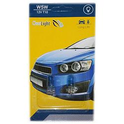 Лампа галоген ClearLight W5W T10 blue 2шт ,блистер CL-W5W-12V 2В
