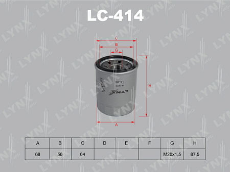 Фильтр масляный HONDA/KIA/HYUNDAI/MITSUBISHI/OPEL/MAZDA LC-414