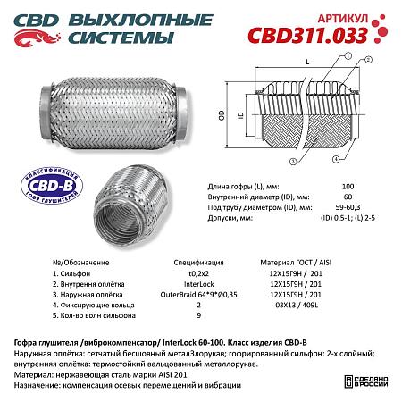 Гофра глушителя 3х-сл InterLDck 60-100. CBD311.033
