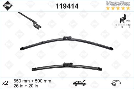 Щётки с/о 650/500мм VISIOFLEX 119 414